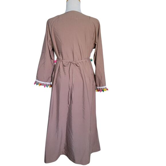 Vintage 70s Afghan Embroidery Hippie Maxi dress Tunic Bohemian Style LG - Picture 8 of 13